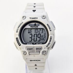 Timex T5K4299J White Ironman Triathlon Shock Men's Watch New Battery